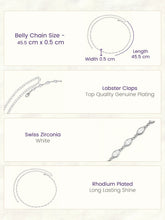 Rhodium Plated Marquise Crystal Belly Chain
