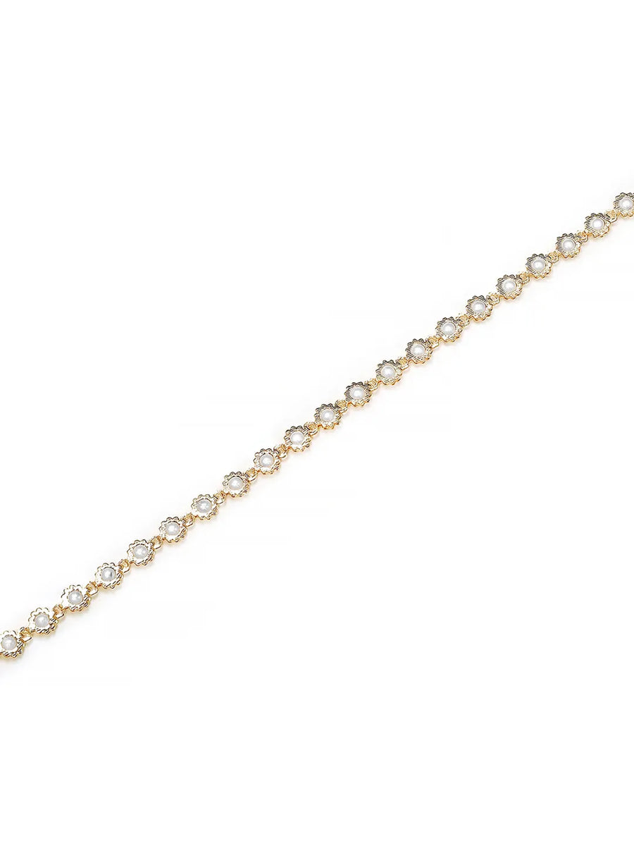 Gold Plated Pearl Rosette Belly Chain