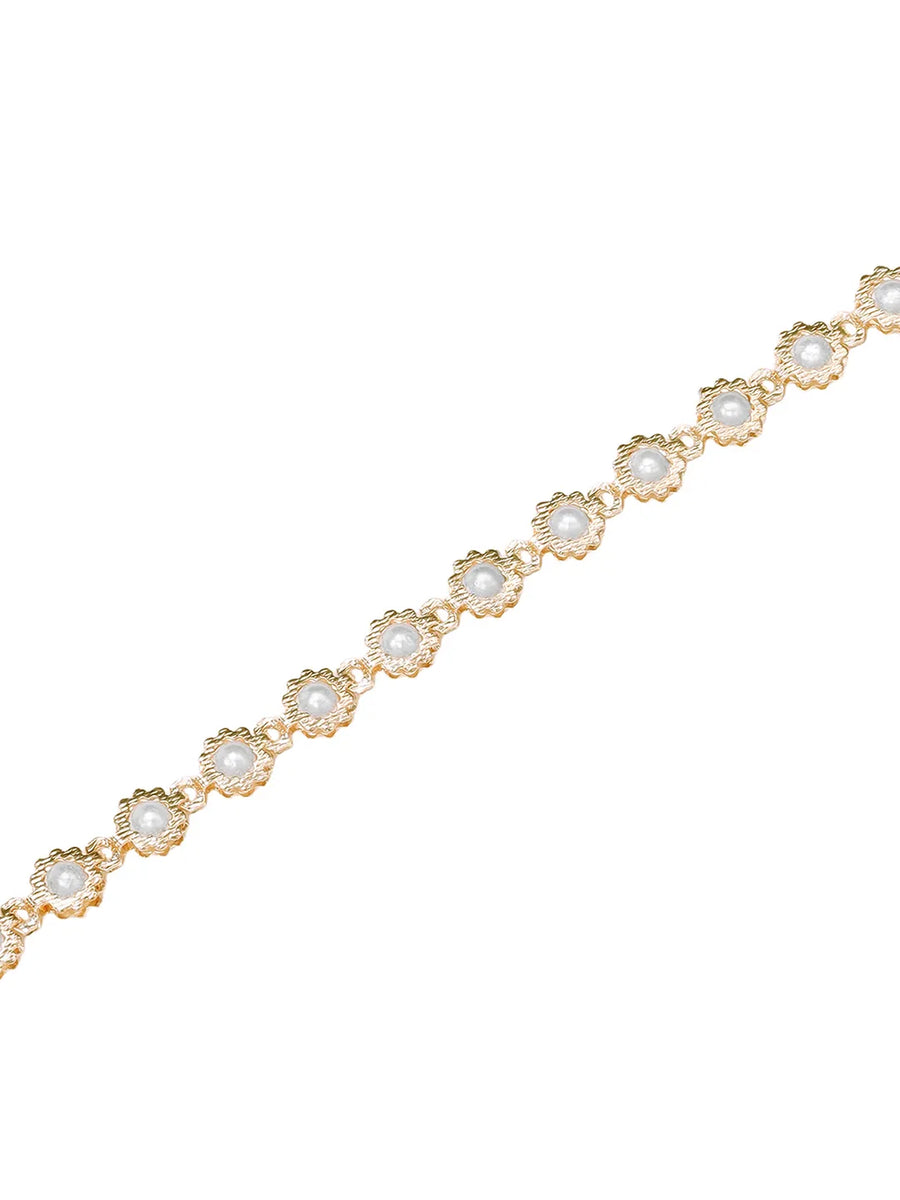 Gold Plated Pearl Rosette Belly Chain