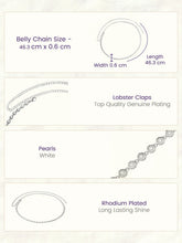 Rhodium Plated Pearl Rosette Belly Chain