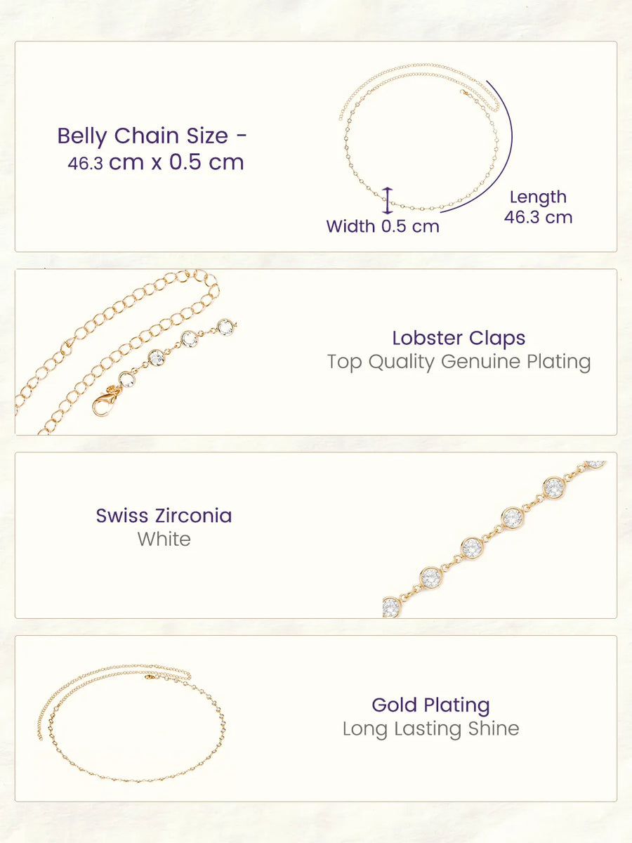 Gold Plated Crystal Sequence Belly Chain