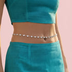 Rhodium Plated Crystal Sequence Belly Chain