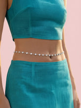 Rhodium Plated Crystal Sequence Belly Chain