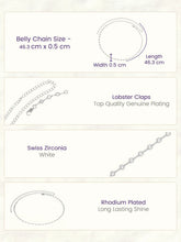 Rhodium Plated Crystal Sequence Belly Chain
