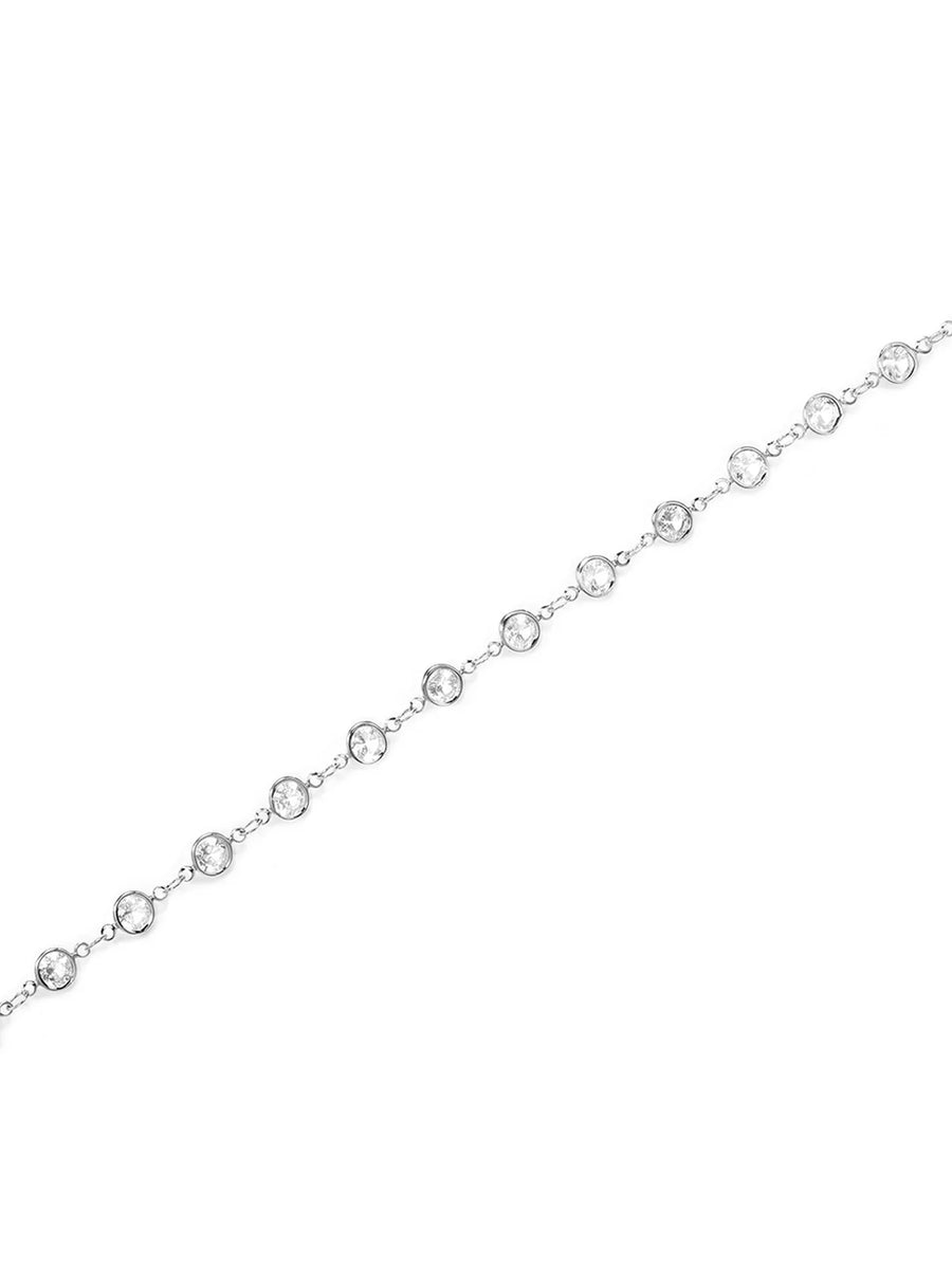 Rhodium Plated Crystal Sequence Belly Chain