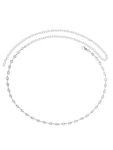 Rhodium Plated Crystal Sequence Belly Chain