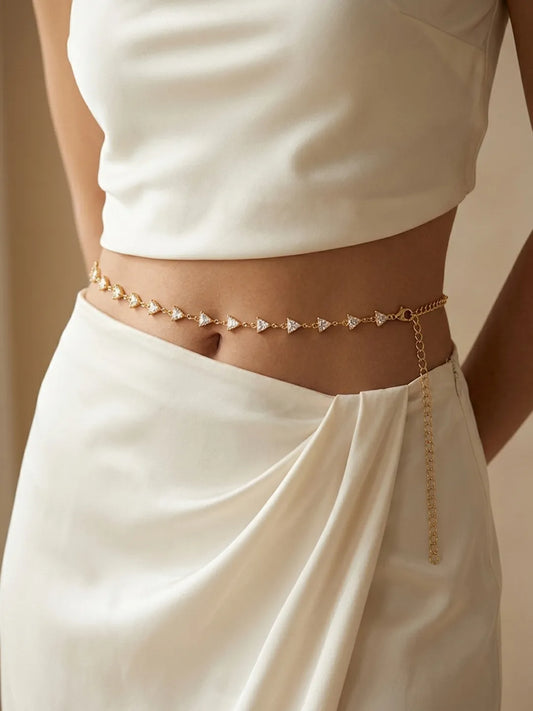Gold Plated Faceted Triangle Belly Chain