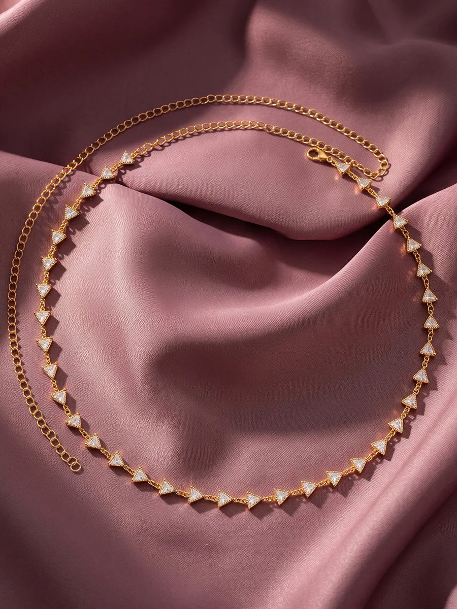 Gold Plated Faceted Triangle Belly Chain