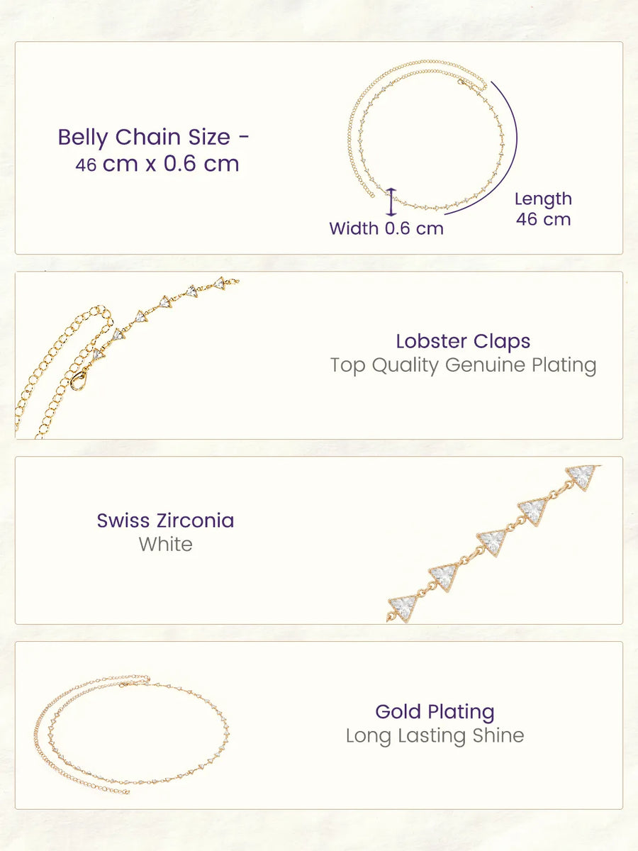 Gold Plated Faceted Triangle Belly Chain