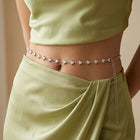 Rhodium Plated Faceted Triangle Belly Chain