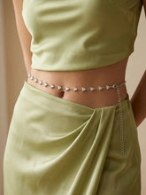 Rhodium Plated Faceted Triangle Belly Chain