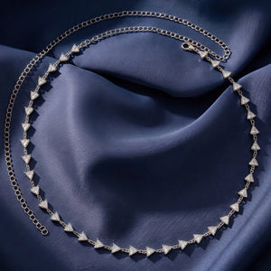 Rhodium Plated Faceted Triangle Belly Chain