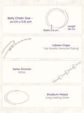 Rhodium Plated Faceted Triangle Belly Chain
