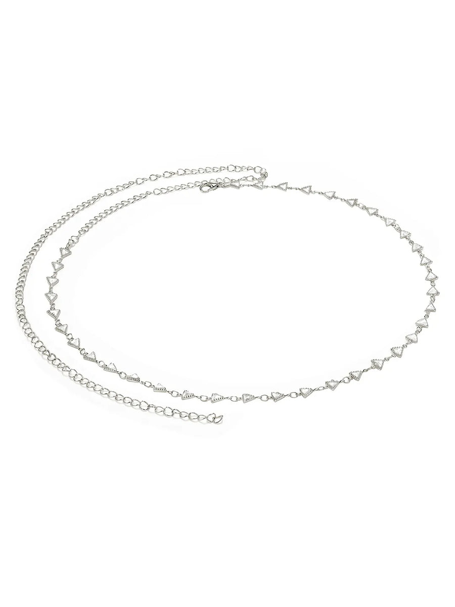Rhodium Plated Faceted Triangle Belly Chain