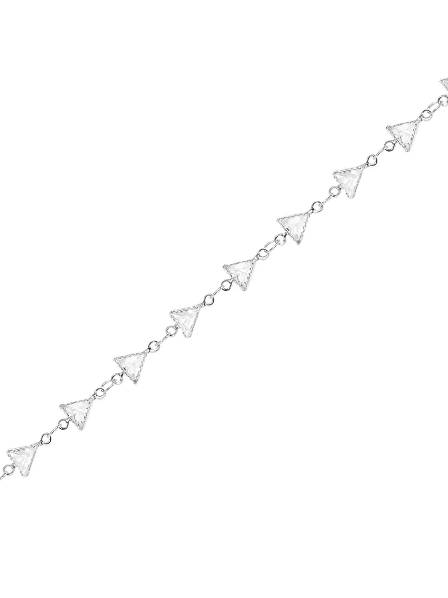 Rhodium Plated Faceted Triangle Belly Chain