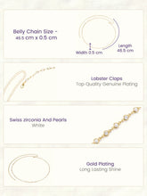 Gold Plated Pearl Crystal Belly Chain