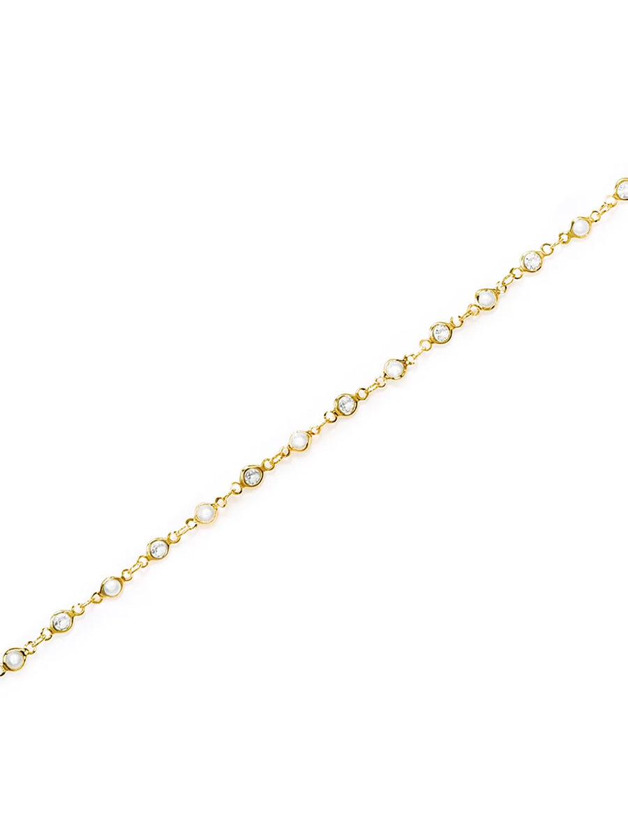 Gold Plated Pearl Crystal Belly Chain