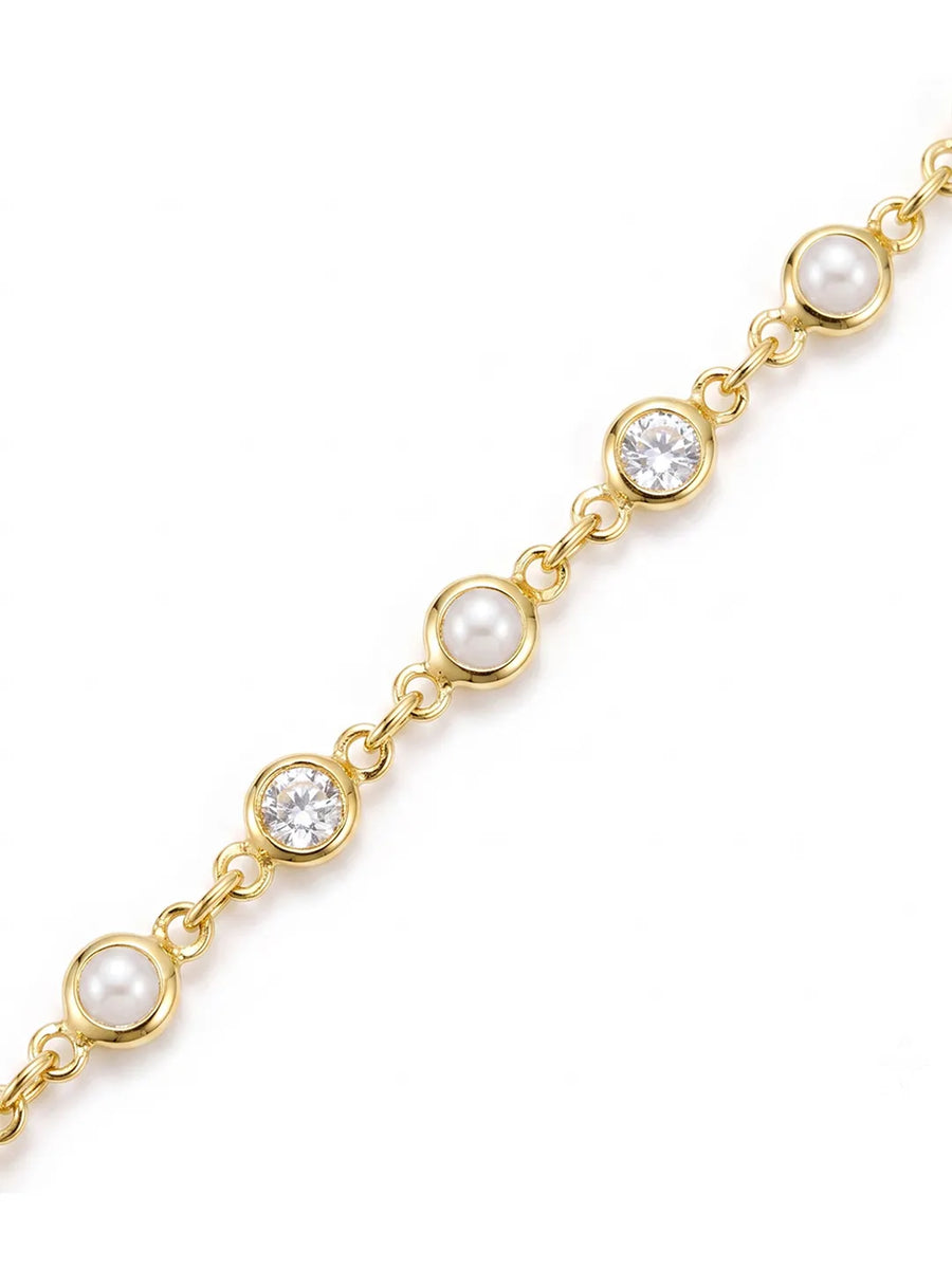 Gold Plated Pearl Crystal Belly Chain