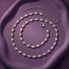 Rhodium Plated Pearl Crystal Belly Chain