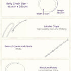 Rhodium Plated Pearl Crystal Belly Chain
