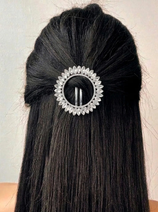 Rhodium Plated Radiant Petal Wreath Hair Clip