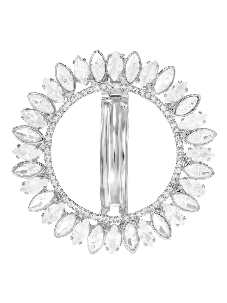 Rhodium Plated Radiant Petal Wreath Hair Clip