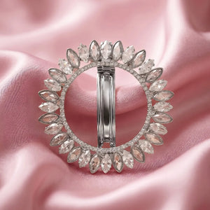 Rhodium Plated Radiant Petal Wreath Hair Clip