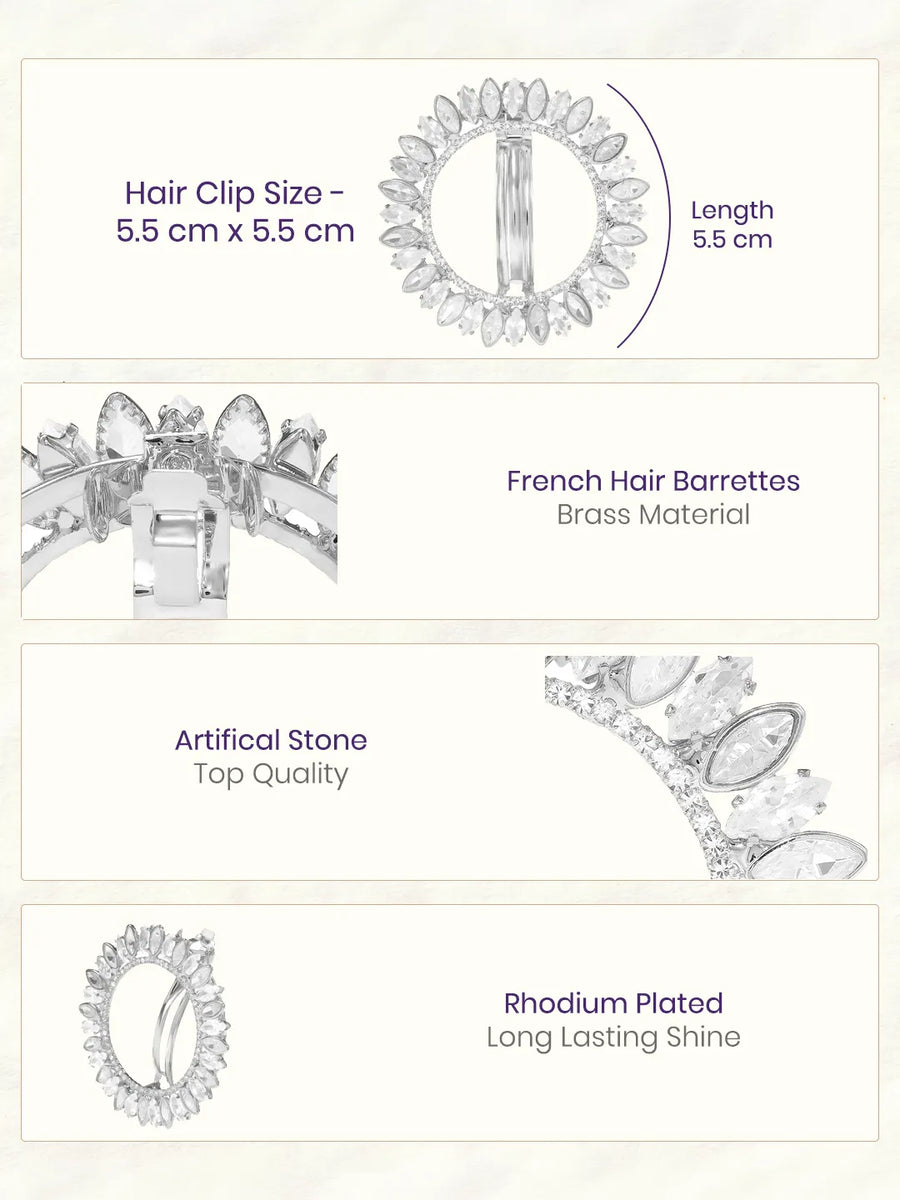 Rhodium Plated Radiant Petal Wreath Hair Clip