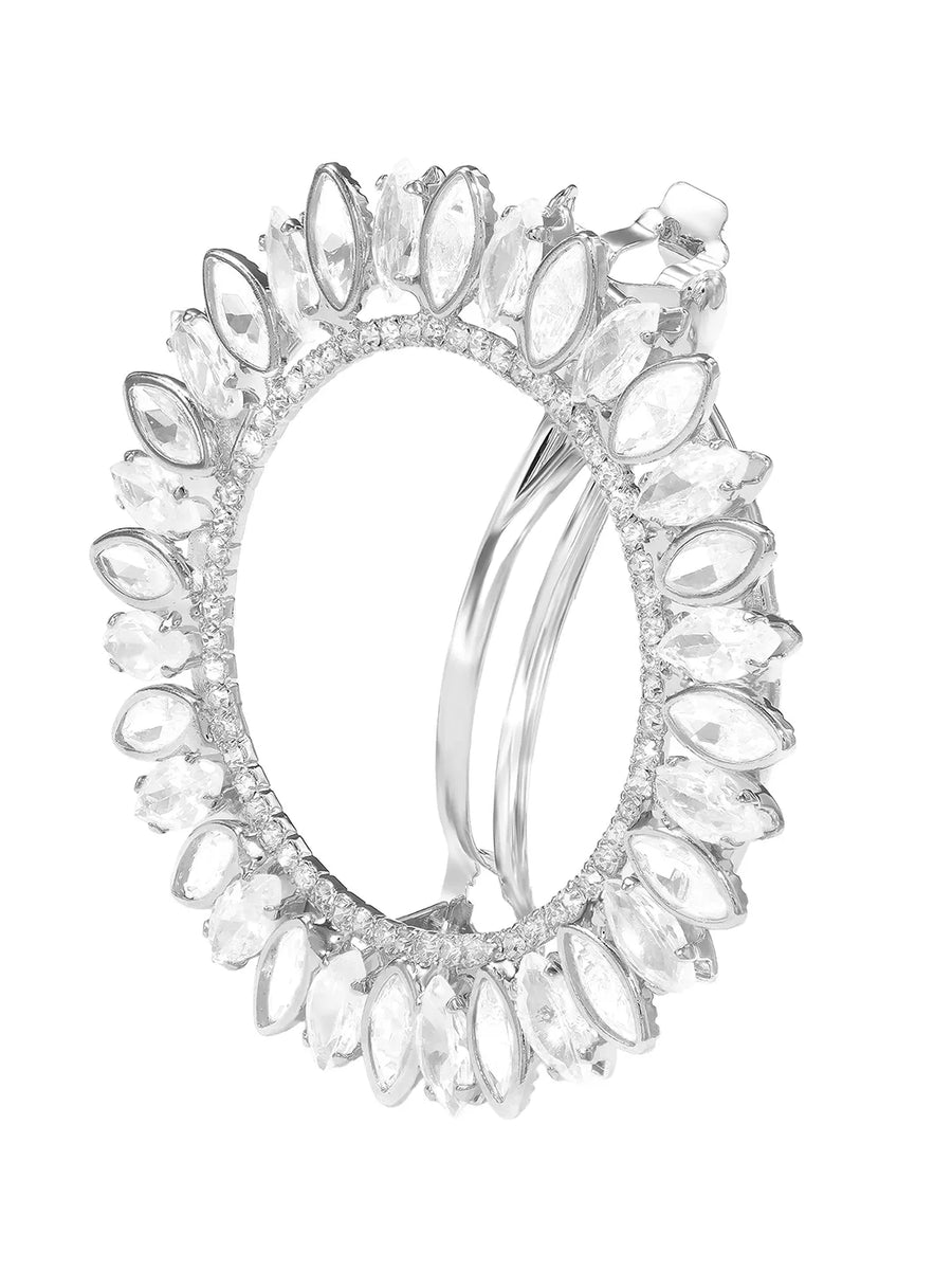 Rhodium Plated Radiant Petal Wreath Hair Clip