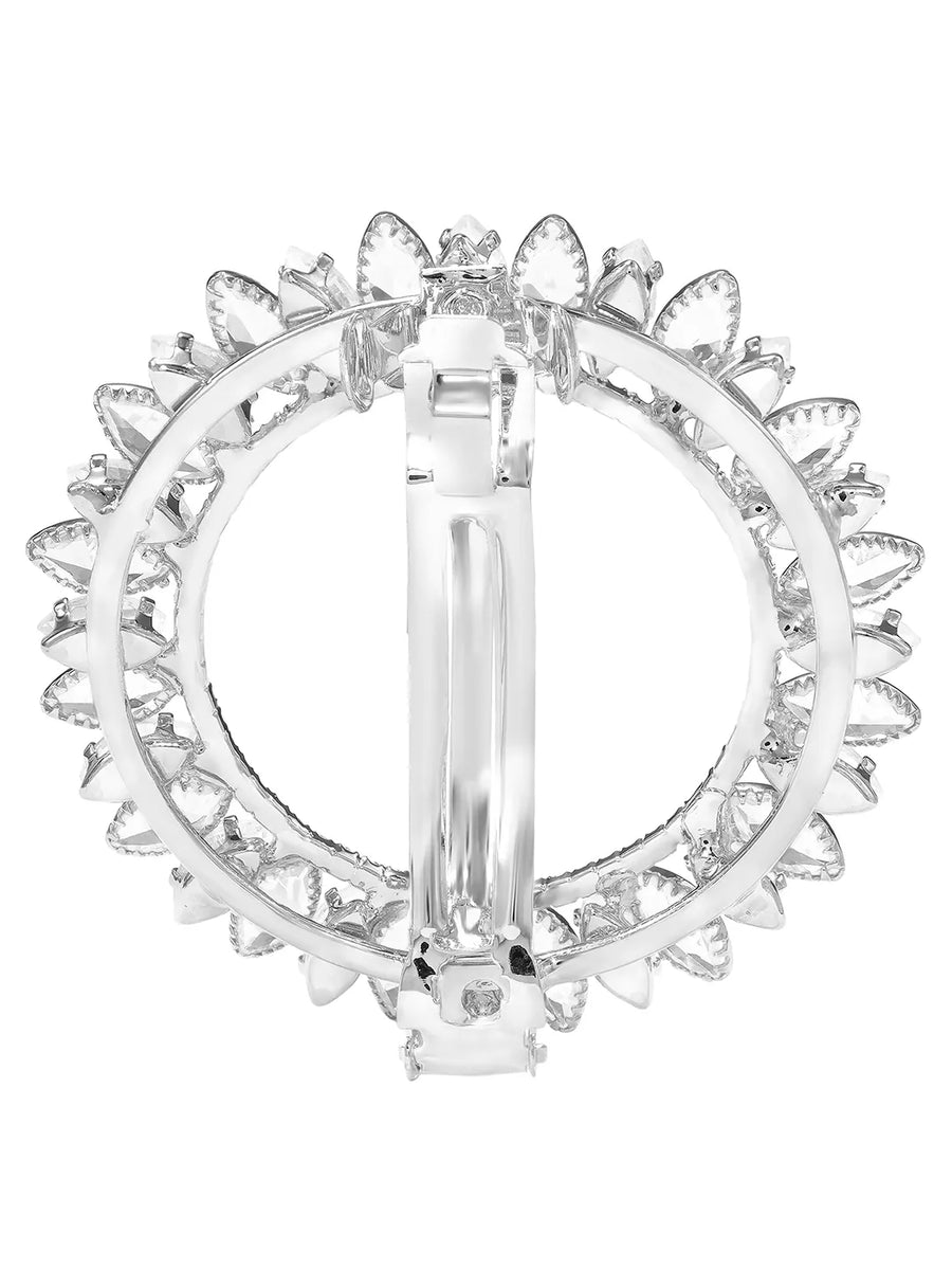 Rhodium Plated Radiant Petal Wreath Hair Clip