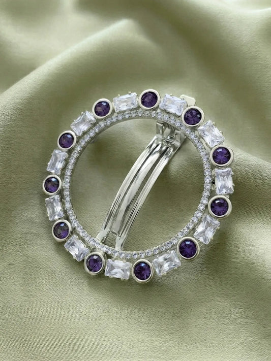 Rhodium Plated Gilded Mosaic Hair Clip