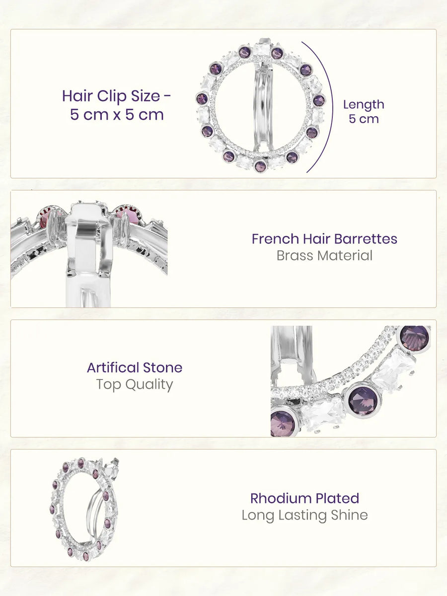 Rhodium Plated Gilded Mosaic Hair Clip