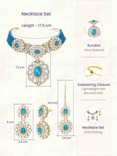 Gold Plated Blue Beaded Kundan Choker Set