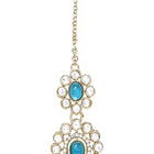 Gold Plated Blue Beaded Kundan Choker Set