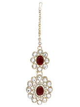 Gold Plated Maroon Beaded Kundan Choker Set