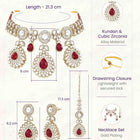 Gold Plated Maroon Drop Kundan Necklace Set