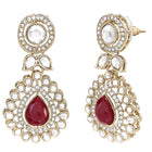 Gold Plated Maroon Drop Kundan Necklace Set