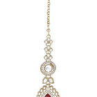 Gold Plated Maroon Drop Kundan Necklace Set
