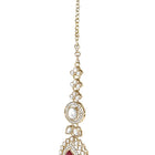 Gold Plated Maroon Drop Kundan Necklace Set
