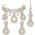 Gold Plated White Drop Kundan Necklace Set