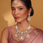 Gold Plated White Drop Kundan Necklace Set