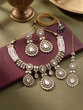 Gold Plated White Drop Kundan Necklace Set
