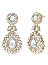 Gold Plated White Drop Kundan Necklace Set