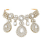 Gold Plated White Drop Kundan Necklace Set