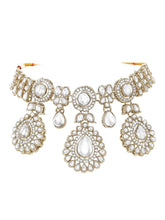Gold Plated White Drop Kundan Necklace Set