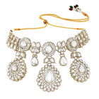 Gold Plated White Drop Kundan Necklace Set