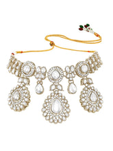 Gold Plated White Drop Kundan Necklace Set