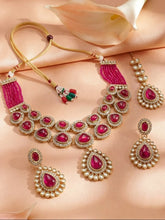 Gold Plated Royal Ruby Kundan Necklace Set