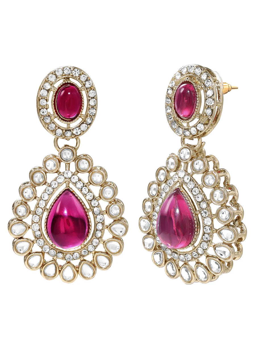 Gold Plated Royal Ruby Kundan Necklace Set