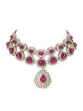 Gold Plated Royal Ruby Kundan Necklace Set